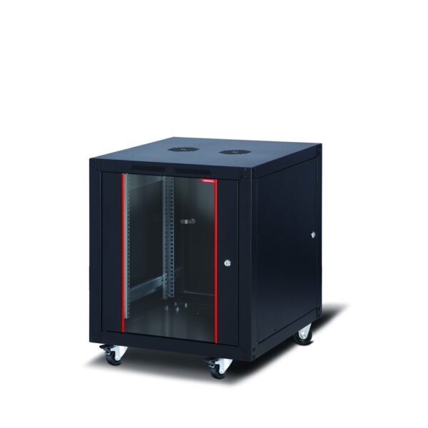 Комуникационен шкаф Formrack 19" Free standing rack 12U 600/600mm, height: 764mm, loading capacity: 600 kg, front tempered glass door, openable locking sides and back (does not include castor/feet group)