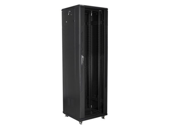 Комуникационен шкаф Lanberg rack cabinet 19" free-standing 42U / 600x600 self-assembly flat pack, black