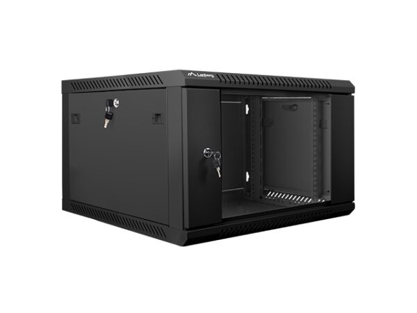 Комуникационен шкаф Lanberg rack cabinet 19" wall-mount 6U / 600x600 for self-assembly (flat pack), black