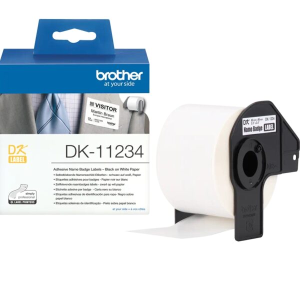 Консуматив Brother DK-11234 Adhesive Visitor Badge Label Roll - Black on White, 60mm x 86mm