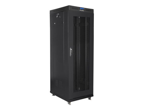 Комуникационен шкаф Lanberg rack cabinet 19" free-standing 37U / 600x800 self-assembly flat pack with mesh door LCD, black