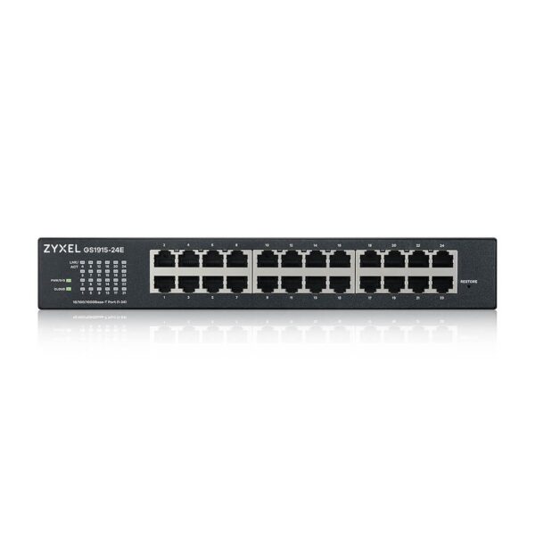 Комутатор ZyXEL GS1915-24E, 24-port GbE Smart hybrid mode Switch, standalone or NebulaFlex Cloud, rackmount, fanless