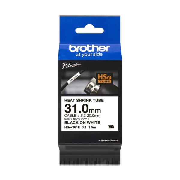 Консуматив Brother HSe-261E 31mm Black on White Heat Shrink Tape