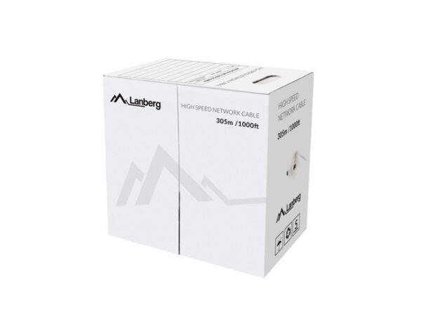 Кабел Lanberg LAN cable CAT.5E UTP 305m solid CU fluke passed, grey
