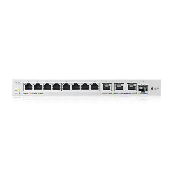 Комутатор ZyXEL XGS1250-12 v2, 12-Port Gigabit webmanaged Desktop Switch with 8 port 1G + 3-Port MultiGig 1/2.5/5/10G + 1-Port SFP+
