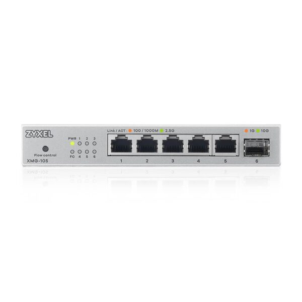 Комутатор ZyXEL XMG-105 5 Ports 2,5G + 1 SFP+ MultiGig unmanaged Desktop Switch