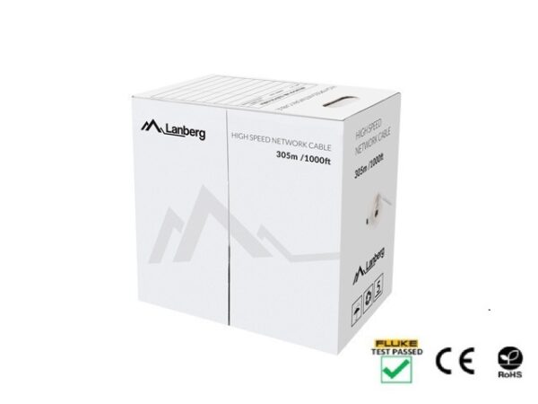 Кабел Lanberg LAN cable CAT.6 utp 305m solid cu grey fluke passed