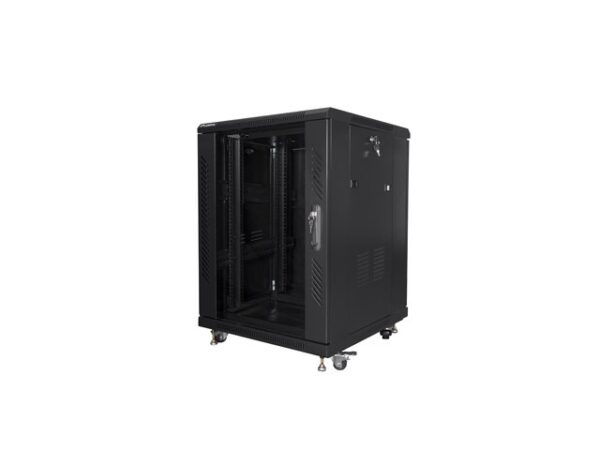Комуникационен шкаф Lanberg rack cabinet 19" free-standing 15U/600x600 (flat pack) black