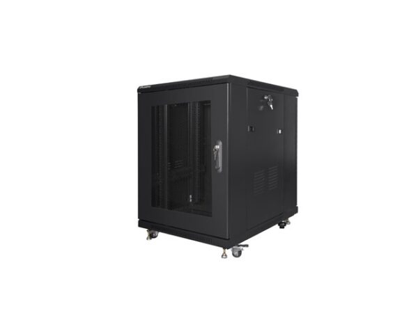Комуникационен шкаф Lanberg rack cabinet 19" free-standing 15U/600x800 (flat pack) with mesh door black