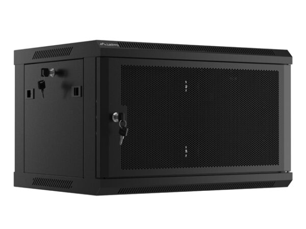 Комуникационен шкаф Lanberg rack cabinet 19" wall-mount 6U/600x450 with perforated door black (flat pack)