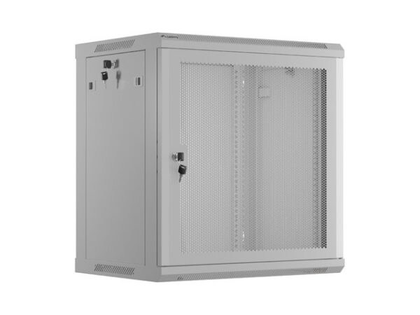 Комуникационен шкаф Lanberg rack cabinet 19" wall-mount 12U/600x450 with perforated door grey (flat pack)