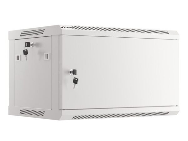 Комуникационен шкаф Lanberg rack cabinet 19" wall-mount 6U/600x450 for self-assembly with metal door grey (flat pack)
