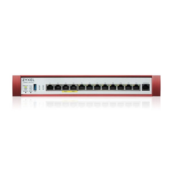 Защитна стена ZyXEL USG FLEX 500 H, 2*2.5G, 2*2.5G( PoE+) & 8 Gigabit user-definable ports, 1*USB with 1 YR Gold Security Pack
