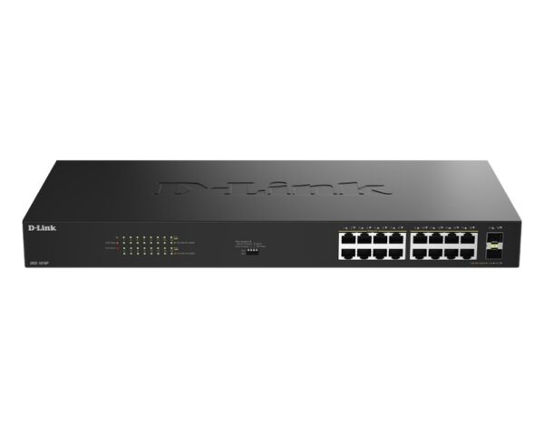 Комутатор D-Link 16 Ports GE PoE(30W) + 2 Ports SFP Unmanaged Switch, 240W
