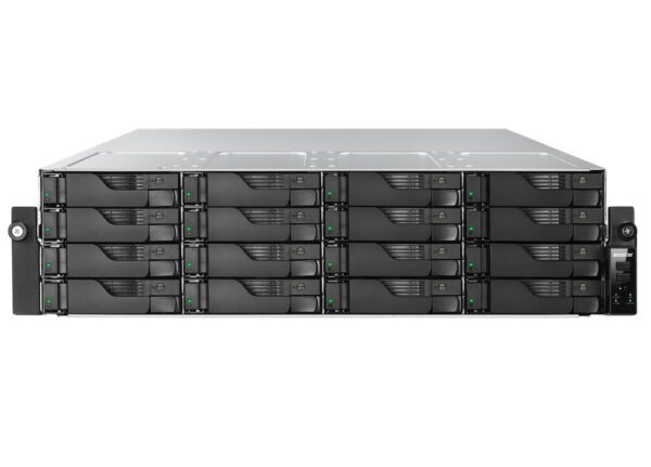 Мрежов сторидж Asustor AS7216RDX, 3U 16-bay NAS, AMD Ryze 7 Pro 7745 Octa-Core 3.8GHz (up to 5.3GHz), 16GB ECC DDR5-4800 UDIMM (Max. 192GB), 12x SATA3 6Gb/s; 3.5"/2.5" HDD/SSD,1x M.2 NVMe slot (PCIe Gen5 x4), 2x GLAN 2x 10GLAN (10G/1G), Redundant 550W, Rail Kit, Black