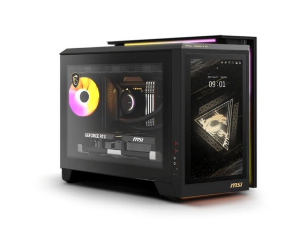 Настолен компютър MSI MEG Vision X AI 2NVV9-208EU, Core Ultra 9 285K(36M Cache, up to 5.70GHz), GeForce RTX 5080 16G SHADOW 3X GDDR7, Z890, Liquid(360mm), 32GB(2x16GB 5600Mhz), 2TB M2, 1200W 80 Plus Gold PSU, 13" FHD Touch, MSI Project Zero, Win11Home, 42.6 Liter, 18.23kg